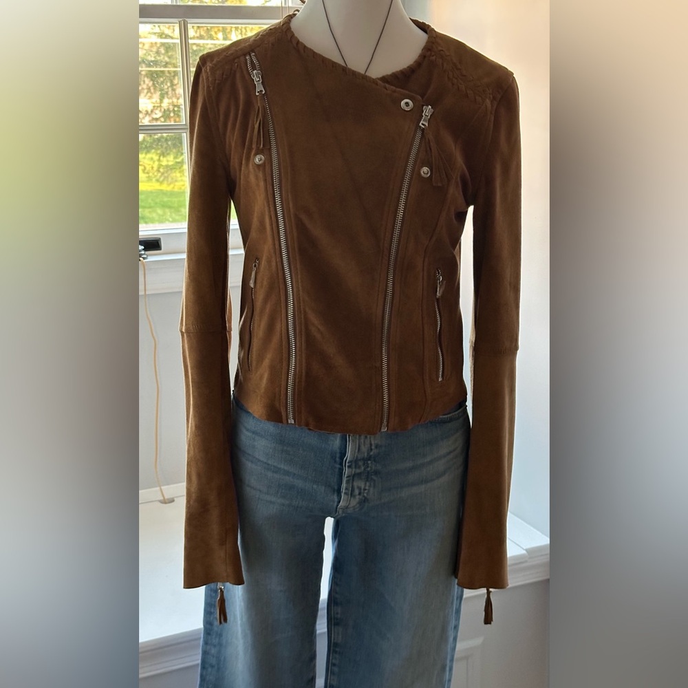 PAIGE Tobacco Color Suede Moto Jacket - Picture 4 of 16